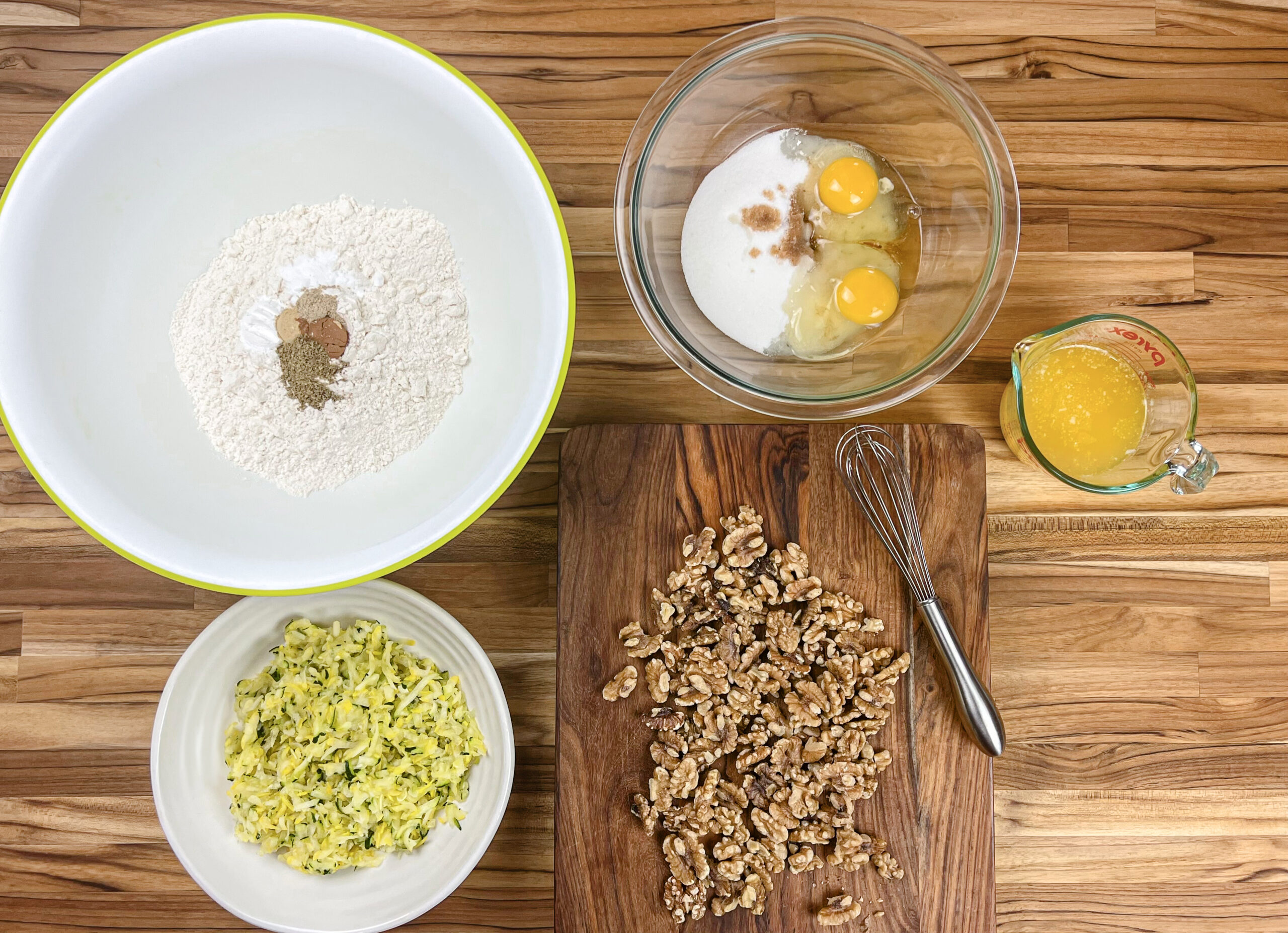 ingredients ready to make an easy zucchini bread recipe 