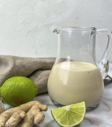 A jar of homemade Miso Ginger Dressing