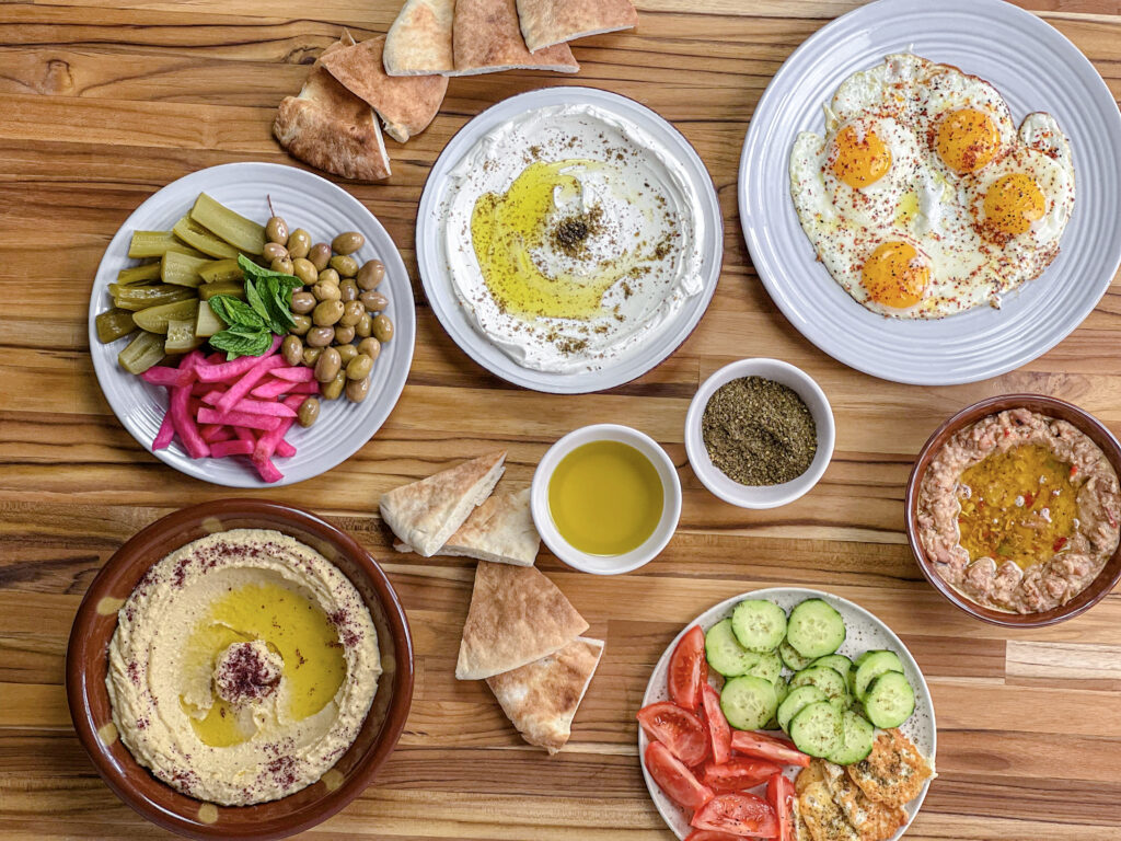 Jordanian breakfast spread