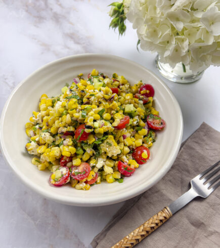 Summer Grilled Corn Salad with Feta Cheese
