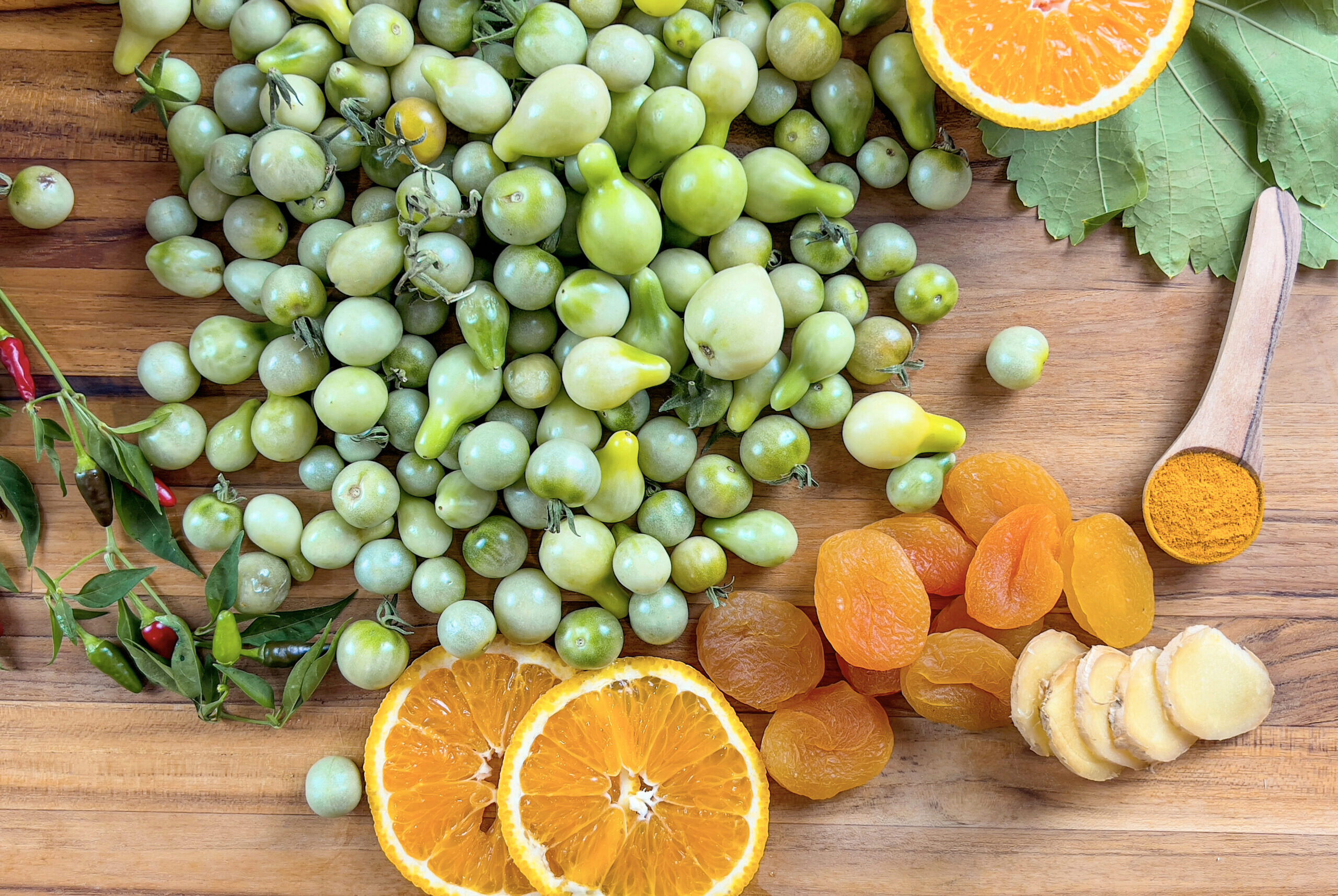 Tangy, Citrusy, Green Pickled Tomatoes
