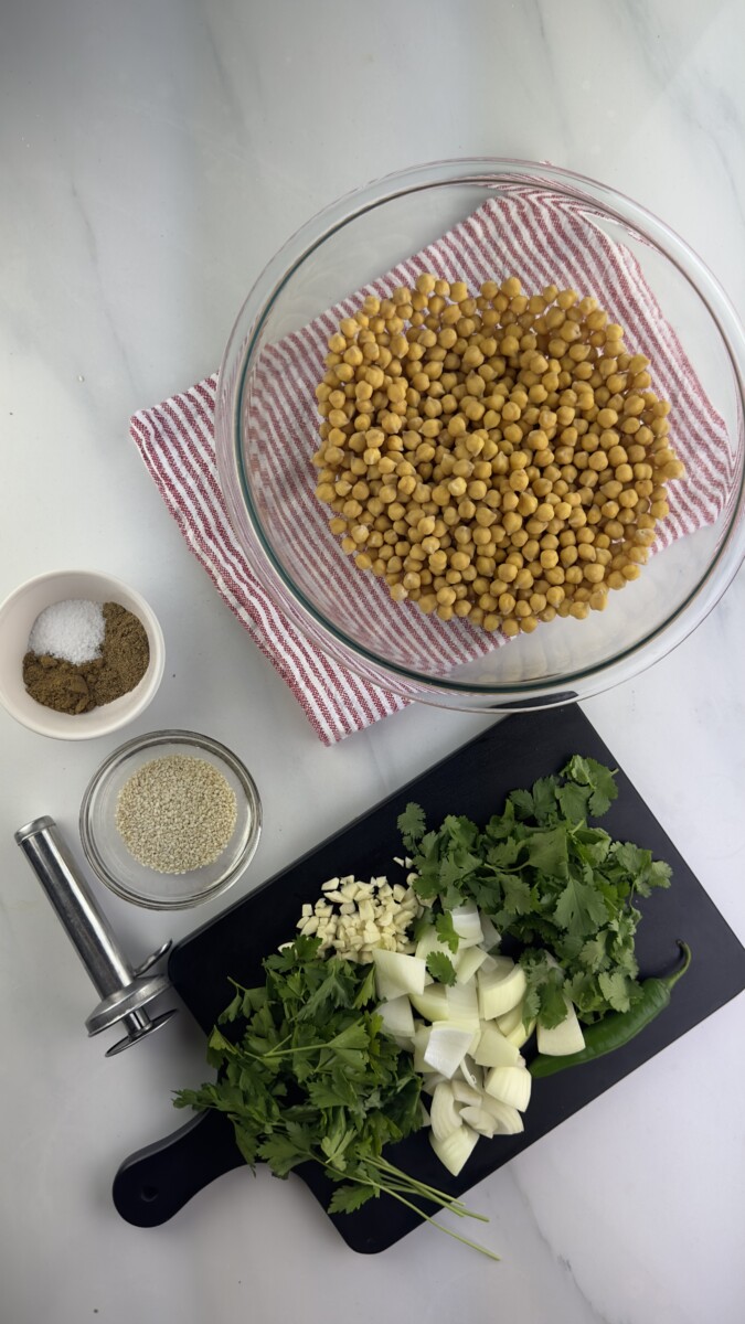 repped Ingredients for Falafel Recipe