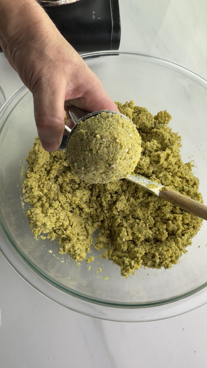 Shaping Falafel with a Falafel Scoop