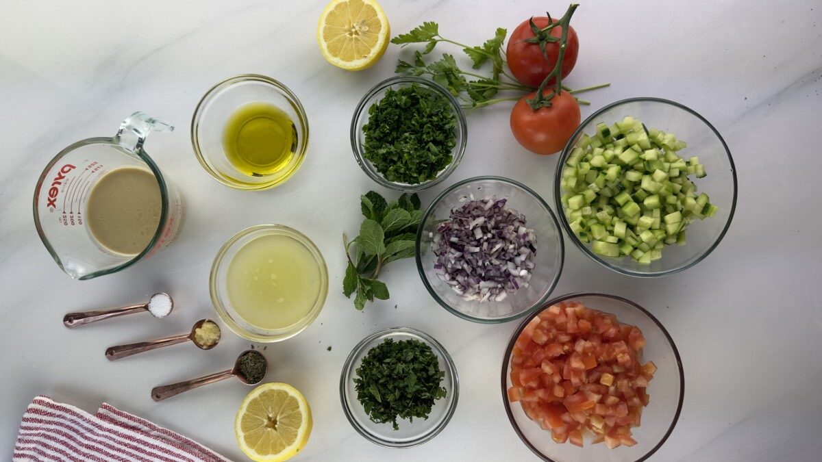 Fresh Ingredients for Tahini Salad