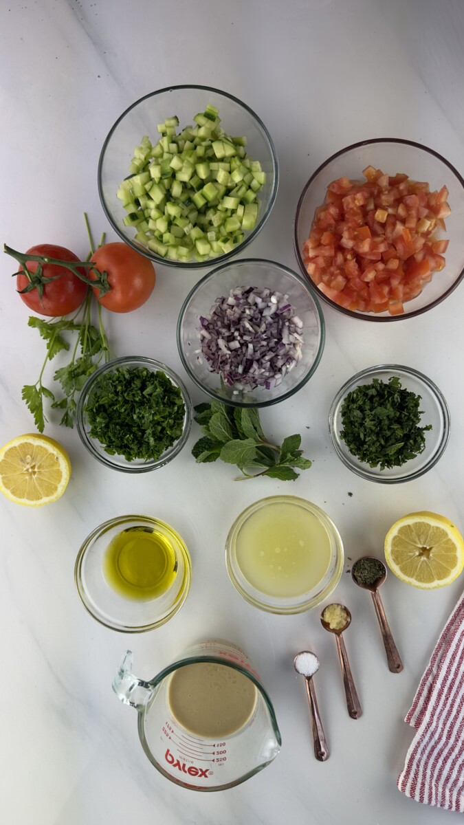 Fresh Ingredients for Tahini Salad