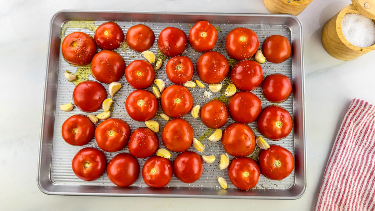Prepared Tomatoes Ready for Roasting