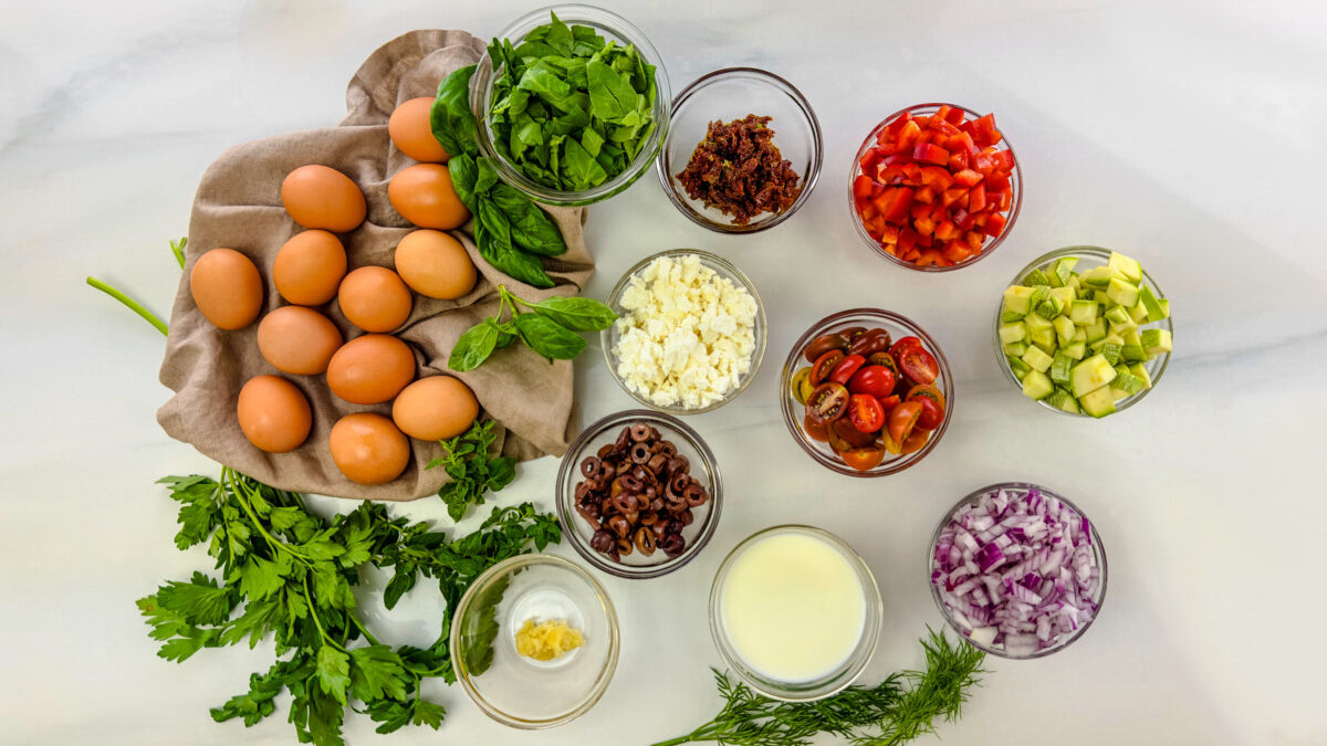 Ingredients for Mediterranean Breakfast Casserole