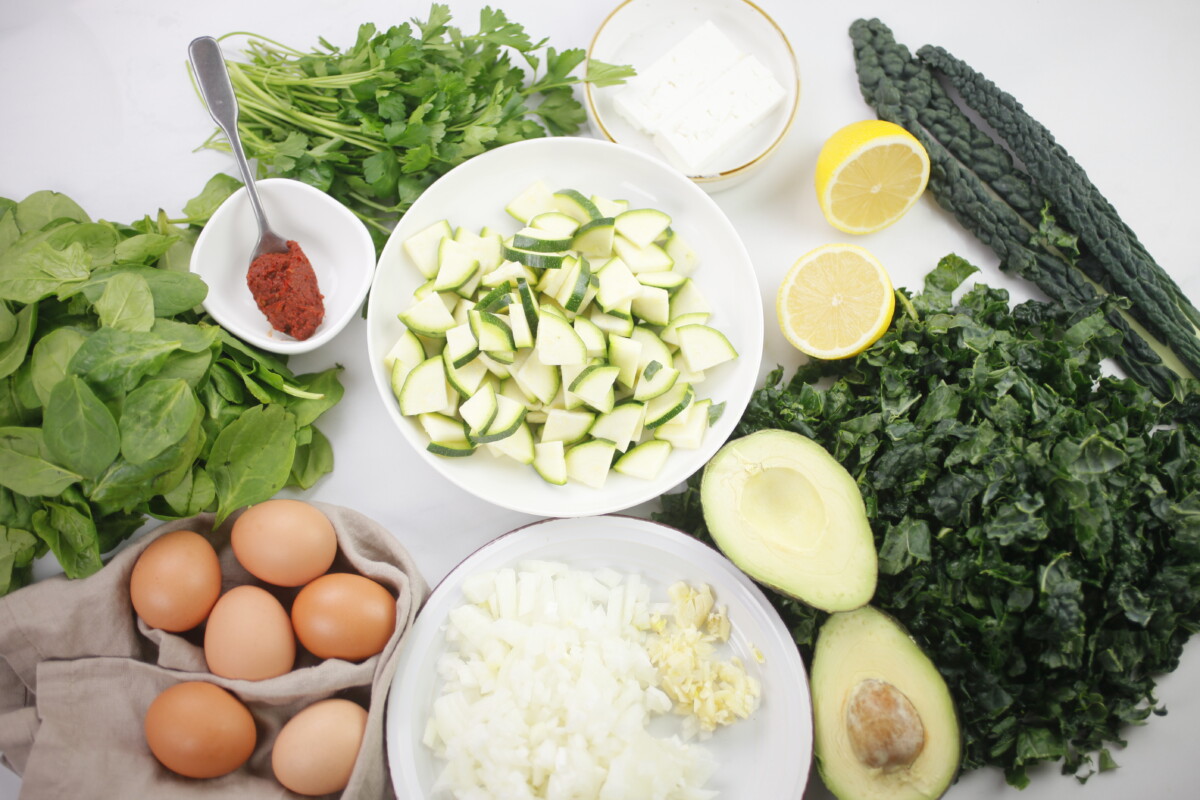 Fresh Ingredients for Green Shakshuka Recipe