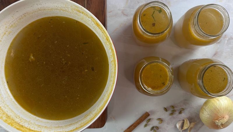 A comforting, all-purpose broth that’s simple to make and full of nourishing flavors. Use it as a base for soups or enjoy it on its own for a warm, soothing drink.