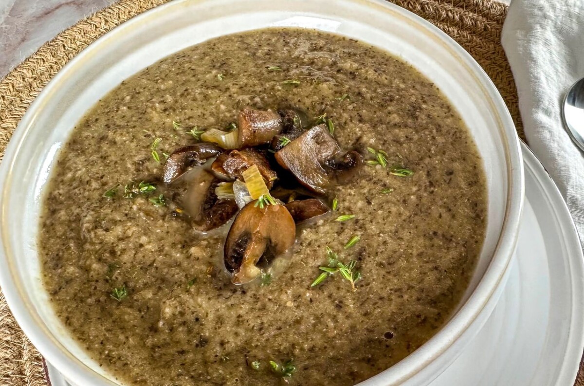 Smooth and earthy, this vegan mushroom soup has all the creamy goodness without any dairy. 