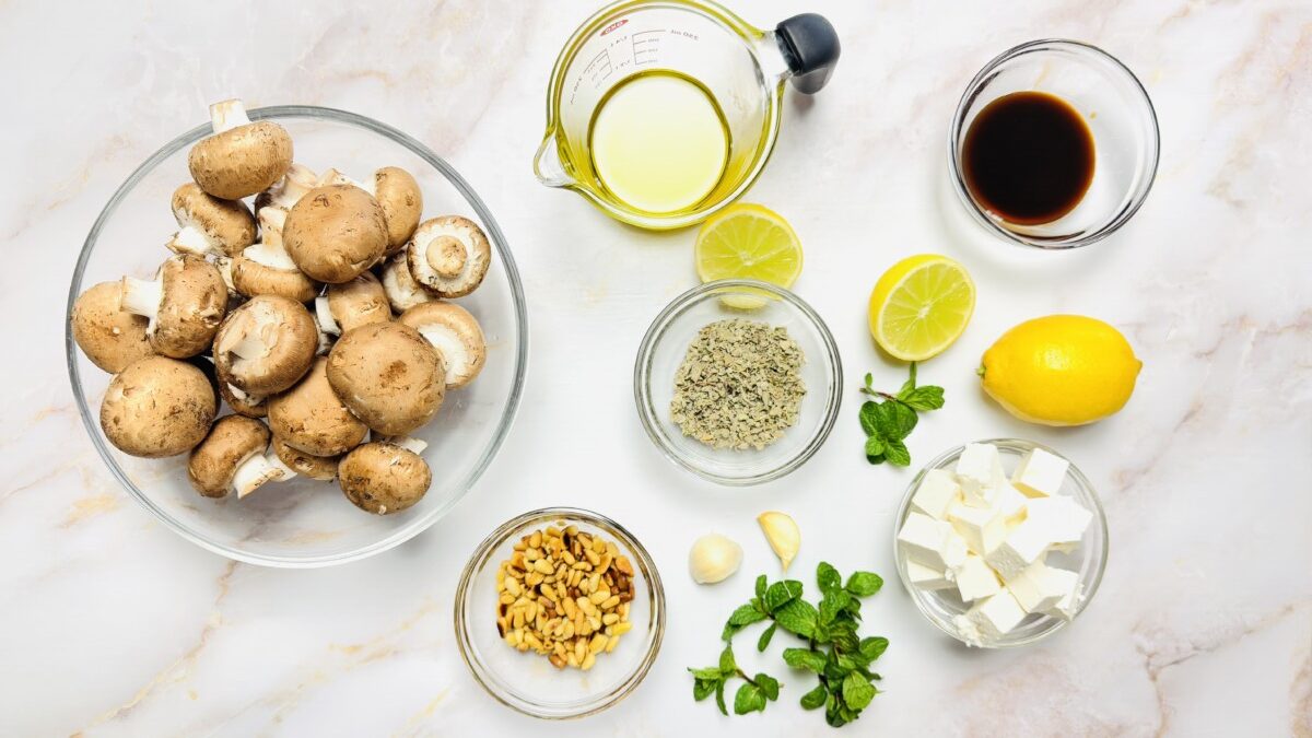 Mediterranean Marinated Mushrooms with Za’atar & Feta