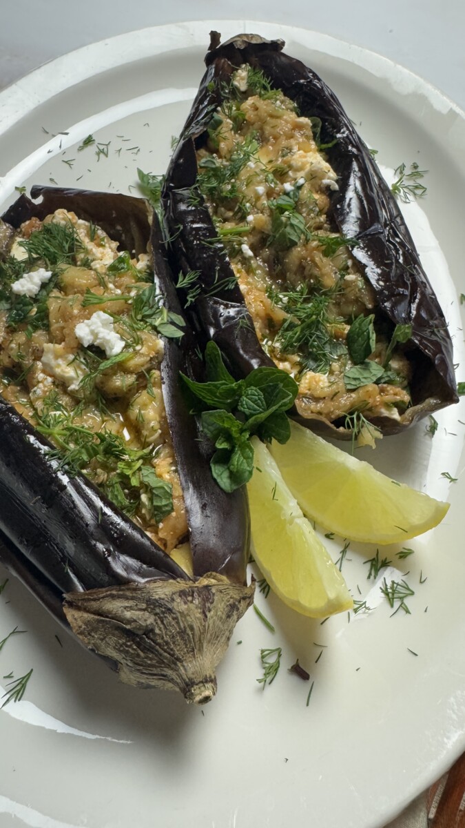 Bursting with bright herbs, tangy feta, and roasted eggplant, this salad is the fresh, rustic essence of Greek cooking.