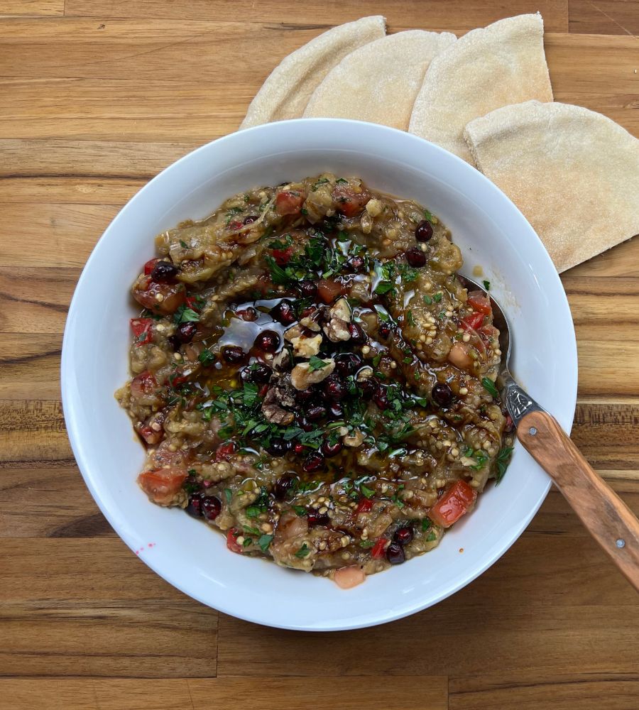 Baba ghanoush eggplant dip Ramadan appetizer