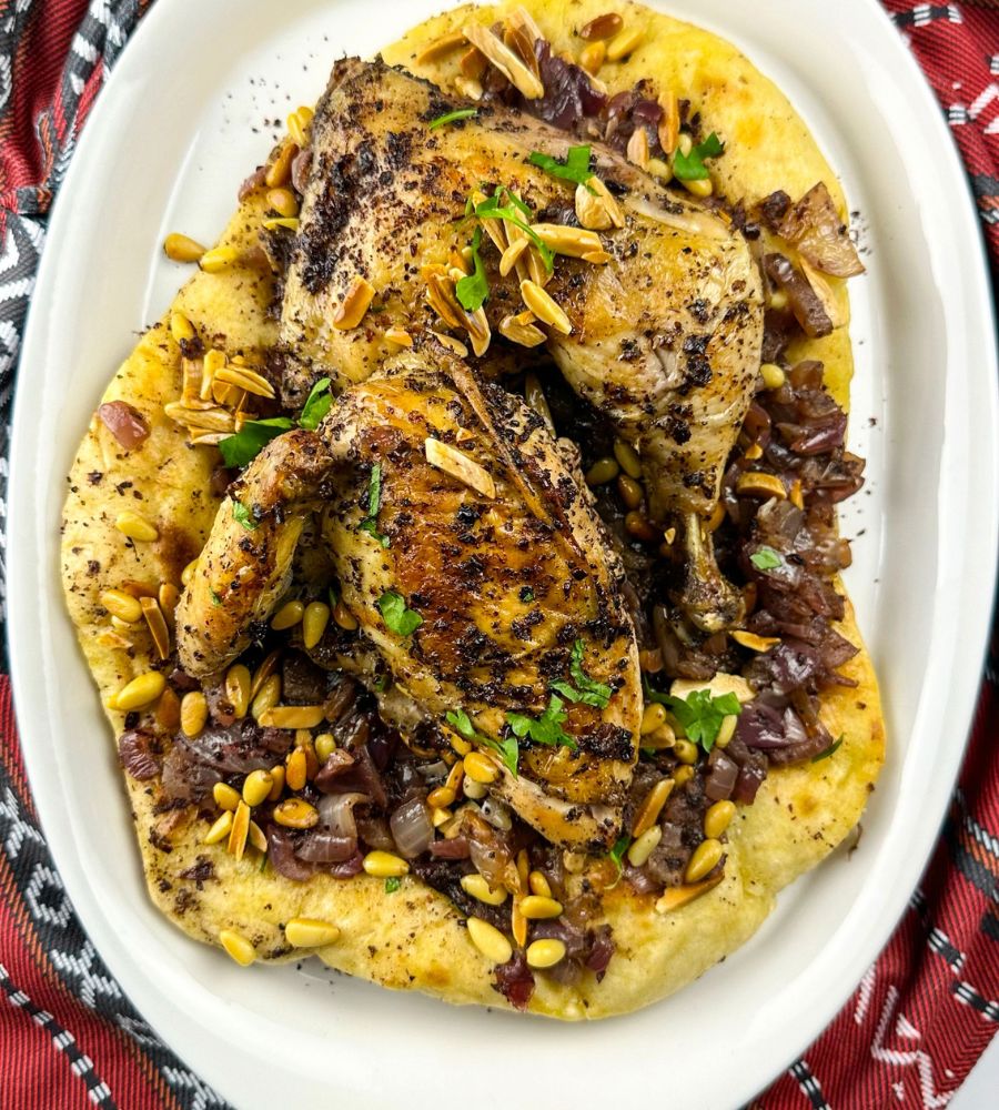 Musakhan: Sumac chicken and Caramelized onion Flatbread